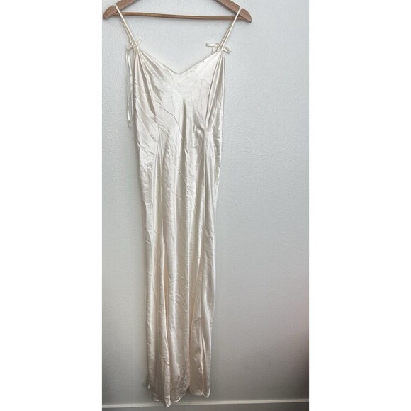 VTG Private Moments Satin Slip Dress Fairy Coquette Spaghetti Bow Tie V Neck XS - Picture 1 of 8